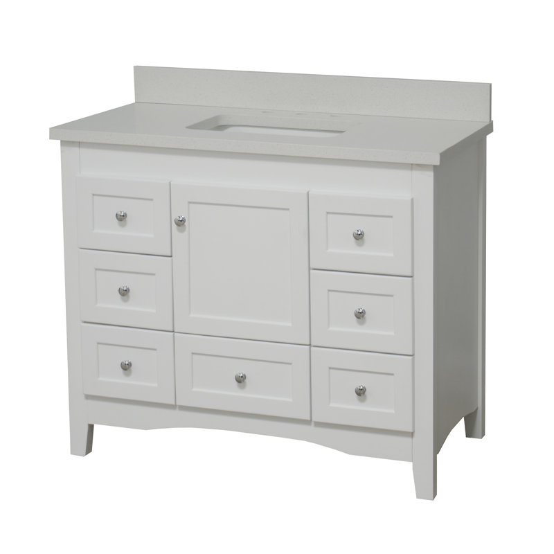 Ensemble de meuble-lavabo simple 42 po Edber, Blanc, Quartz