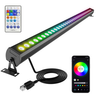 Luminaires muraux RGBCW, barre de lavage de scène 180W, application intelligente et télécommande, groupe, mémoire, minuterie, fonction de synchro musicale, lumière linéaire à changement de couleur pour le mariage de la fête d'anniversaire