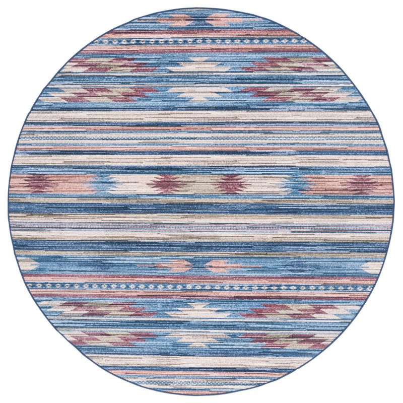 Klifton Performance Machine Washable Southwestern Rug, Round 6'