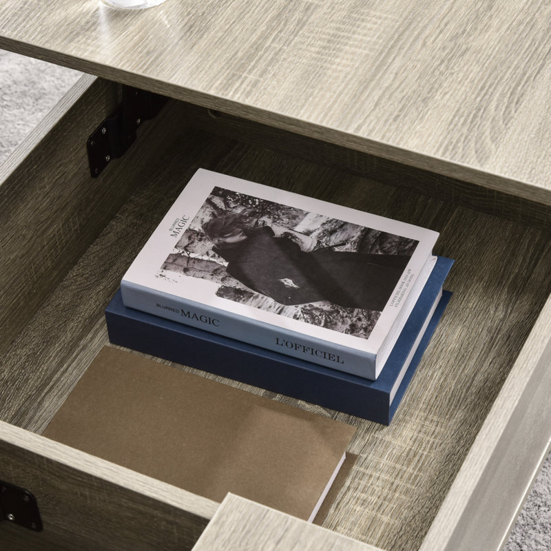 Table basse à plateau relevable avec rangement Lift Top, Gris