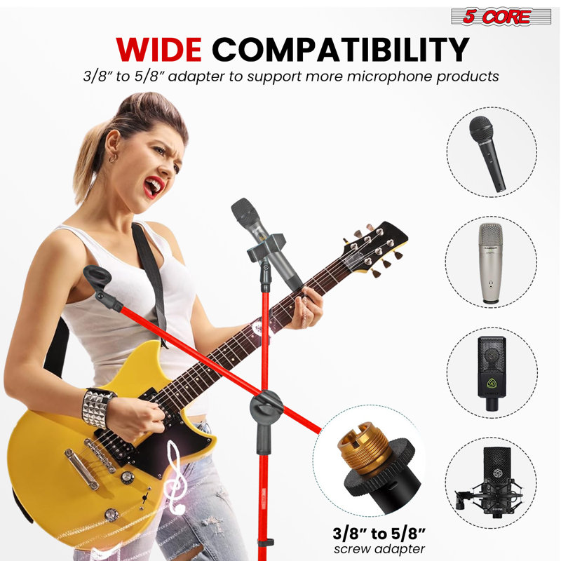 Support de micro à 5 pieds pour trépied réglable à 5 cages - Rouge - 1PC
