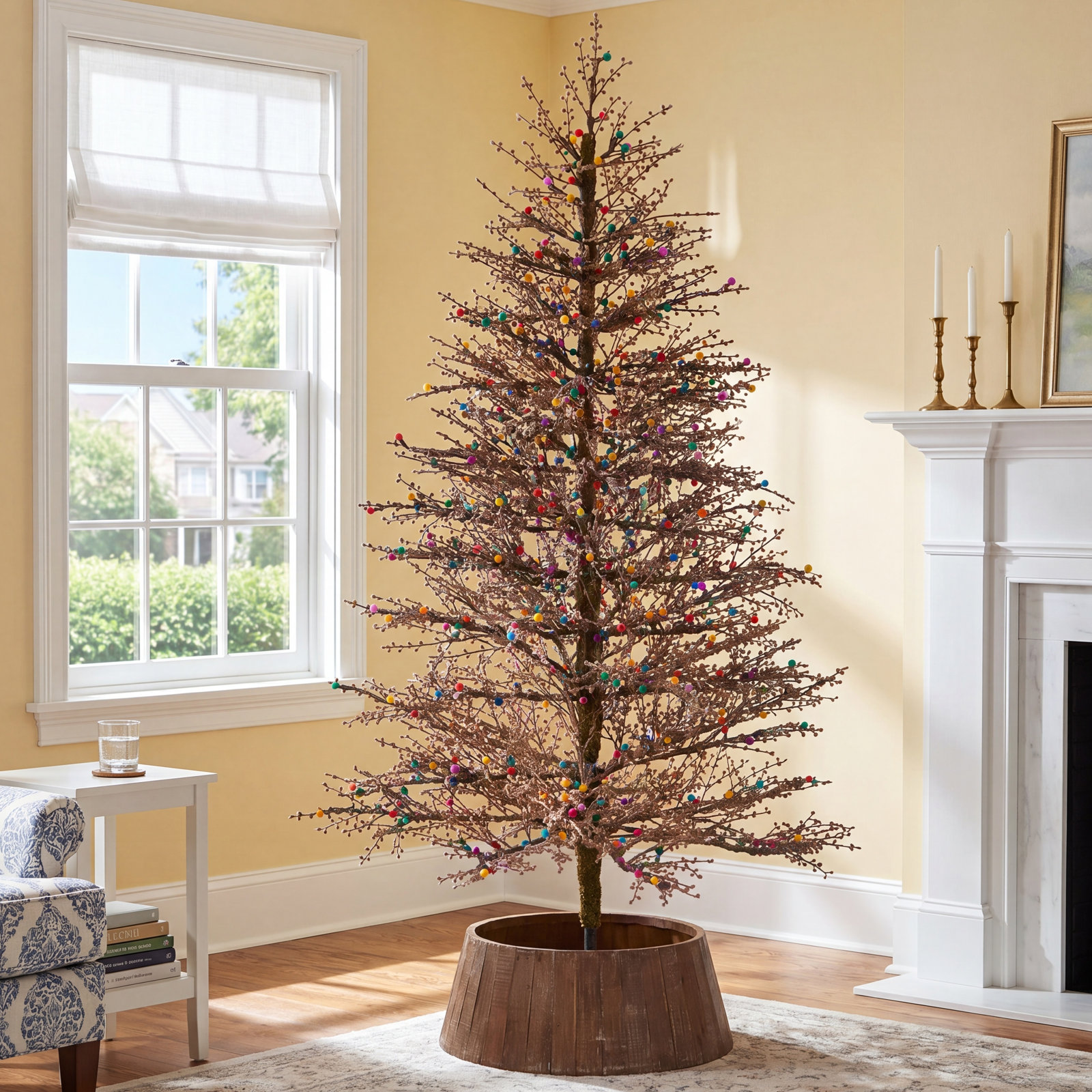 Lighted Artificial Christmas Tree, 7' H