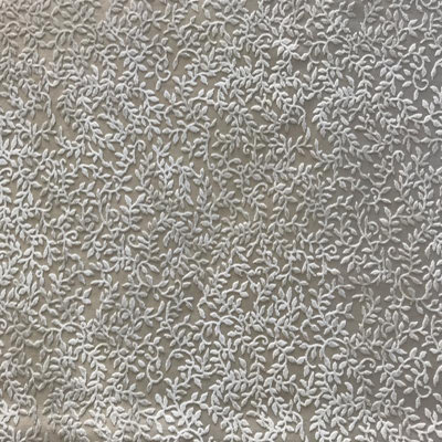Daisy Fabric | Floral Cut Velvet Fabric | Color White