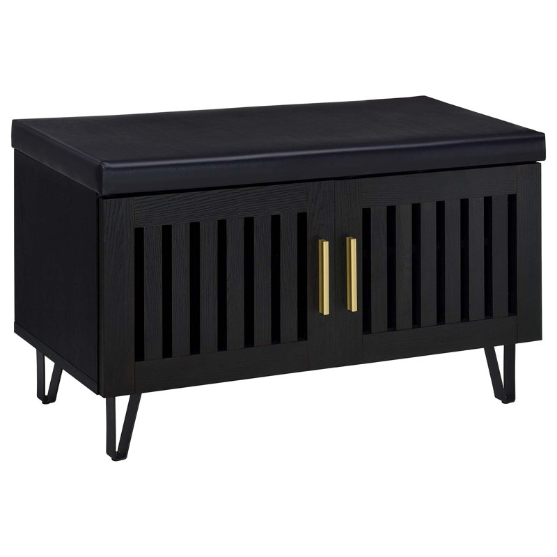Élégant banc de rangement à 2 portes avec siège rembourré et amplement d'espace intérieur, parfait pour les intérieurs modernes et Art déco