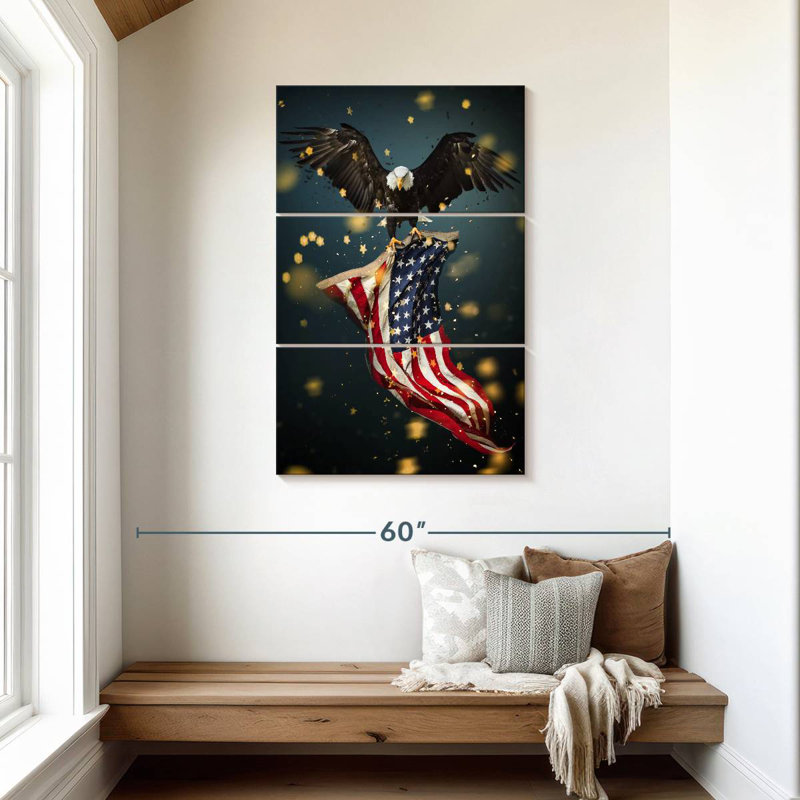 Borges Eagle Carrying USA Flag, 45" H x 28" W