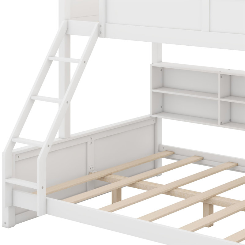 Lit superposé avec armoires de rangement et ports USB, Blanc antique