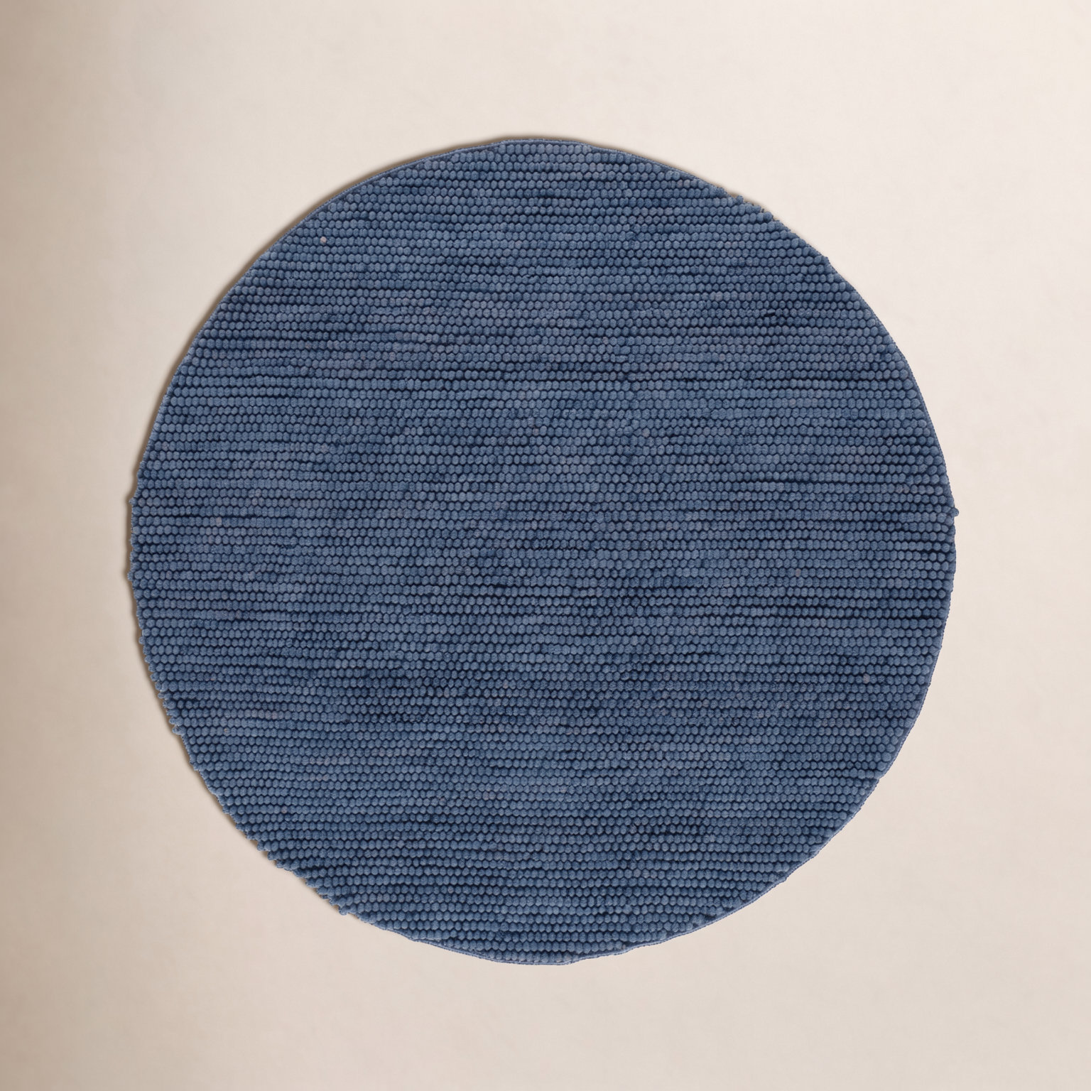 Elle Navy Blue Hand-Woven Wool Rug, Round 4'