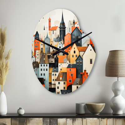 Denmark Scarlet Roofs Collage III - Pear Shape Unique Denmark Wall Clock