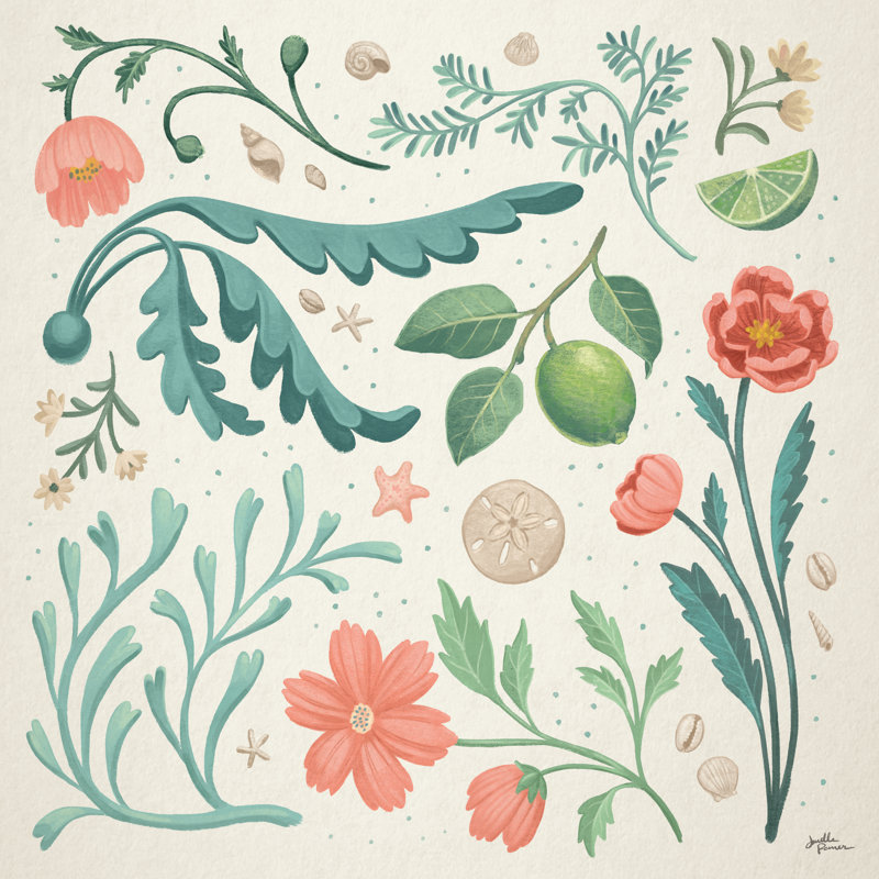 «Seaside Botanical II» par Janelle Penner, reproduction d'art sur toile tendue, H 30 po x l 30 po, Oui