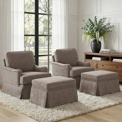 Upholstered Swivel Accent Arm Chair Set