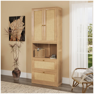 2 Doors Bookshelf With USB Port And 3 Drawers Side Cabinet Storage Shelves by Bay Isle Home