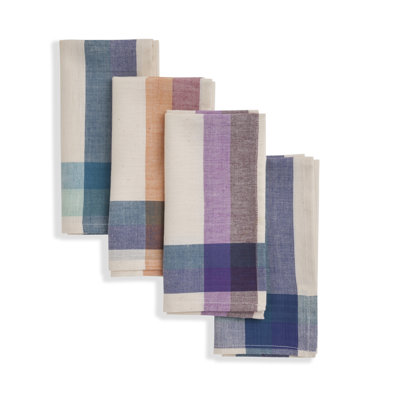 Sustainable Threads 100% Cotton Striped Square Napkin In Beige;gray;green;white;brown;multicolor