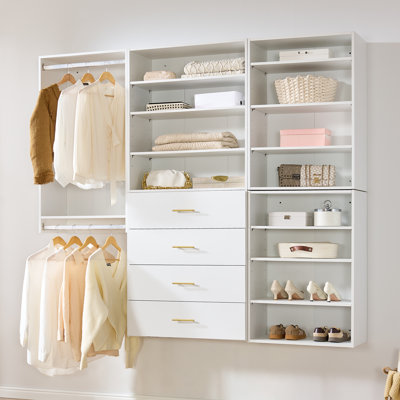 Unité pour garde-robe à 4 tiroirs, tour modulaire, système d'organisation en bois avec rangement pour garde-robe