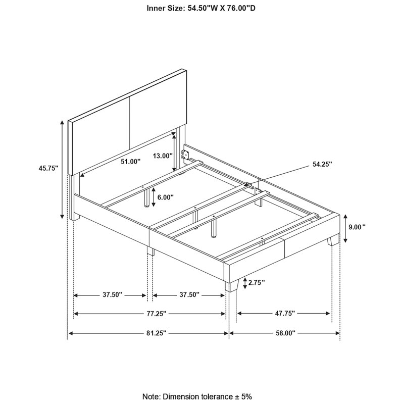Structure de lit double pleine grandeur avec revêtement en similicuir et sommier tapissier pour une magnifique chambre à coucher