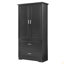 Armoire de rangement haute pour salle de bain, armoire avec deux portes et tiroirs, tablette réglable