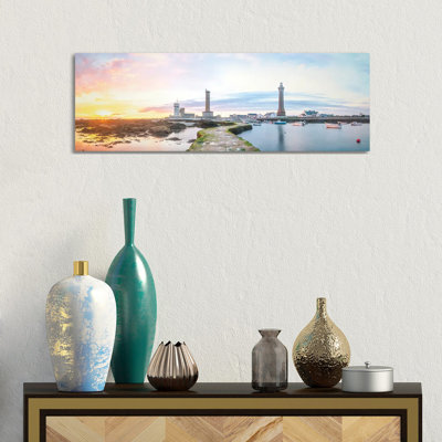 Panoramic Lighthouse In Penmarch by Philippe Manguin - Wrapped Canvas Panoramic Painting