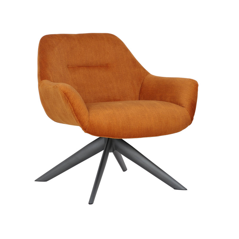 Adairsville Fabric Accent Chair with Steel Legs, Orange Polyester Blend