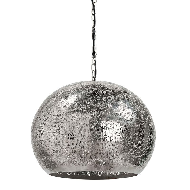 Pierced Metal Sphere Pendant, Polished Nickel