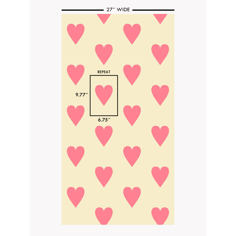 Heart and Soul, Large, Large, Pink on Yellow