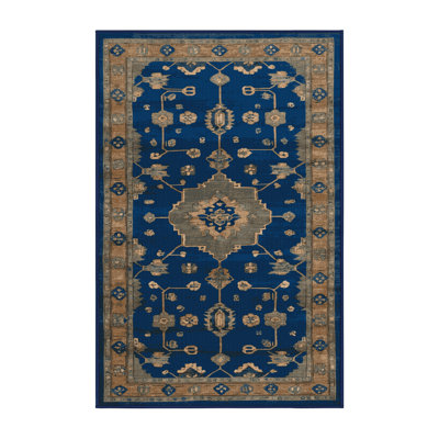 Machine Washable Overdyed Blue Area Rug