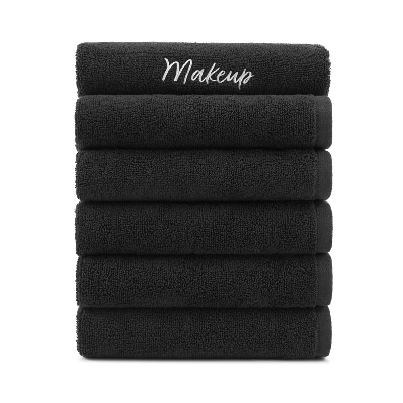 Host & Home Cotton Makeup Towel (11x17) Black (6/Pack)