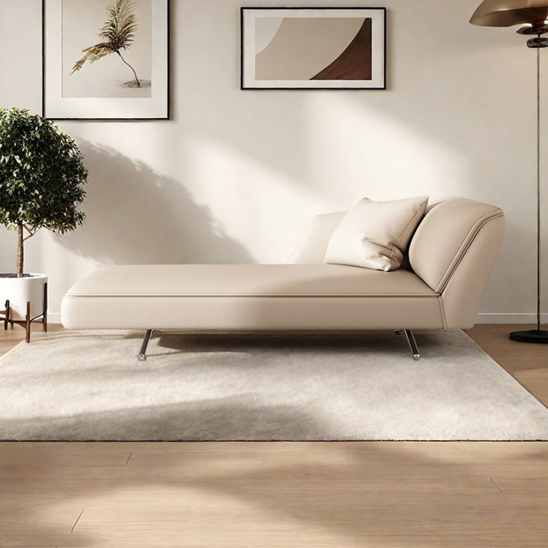 Méridiennes en cuir pour chambre à coucher, Orienté à droite, Beige