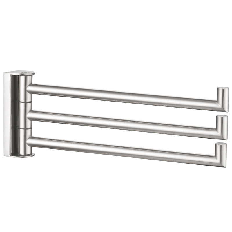Barre à serviettes murale à 3 bras pivotants, Nickel brossé
