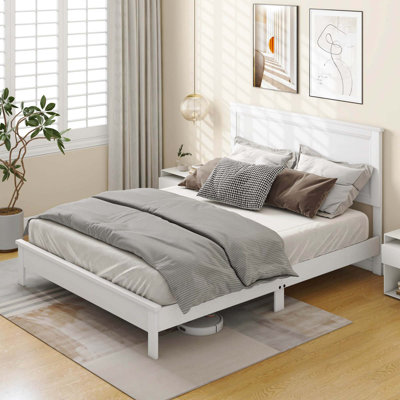 Bed Frame Platform Slat High Headboard Bedroom Rubber Wood Leg