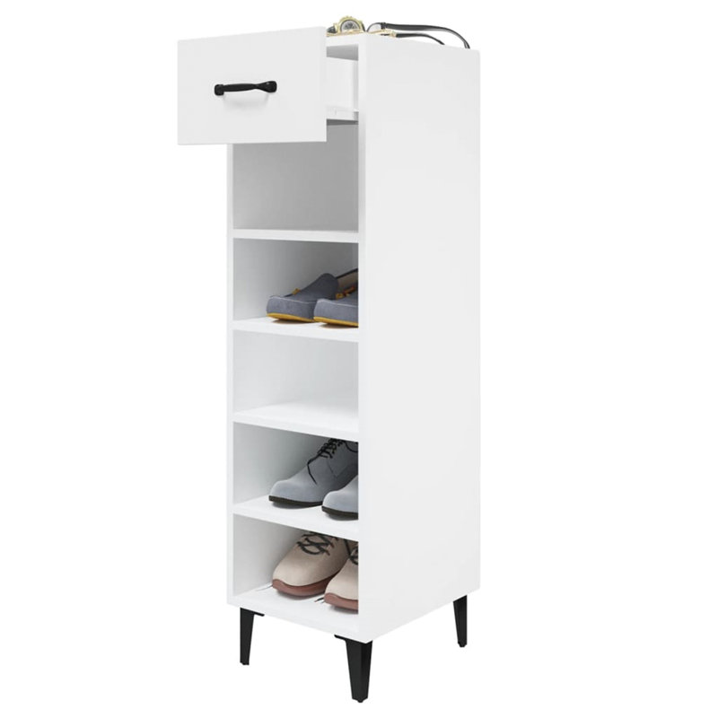 6 Pair Shoe Storage Cabinet, High Gloss White