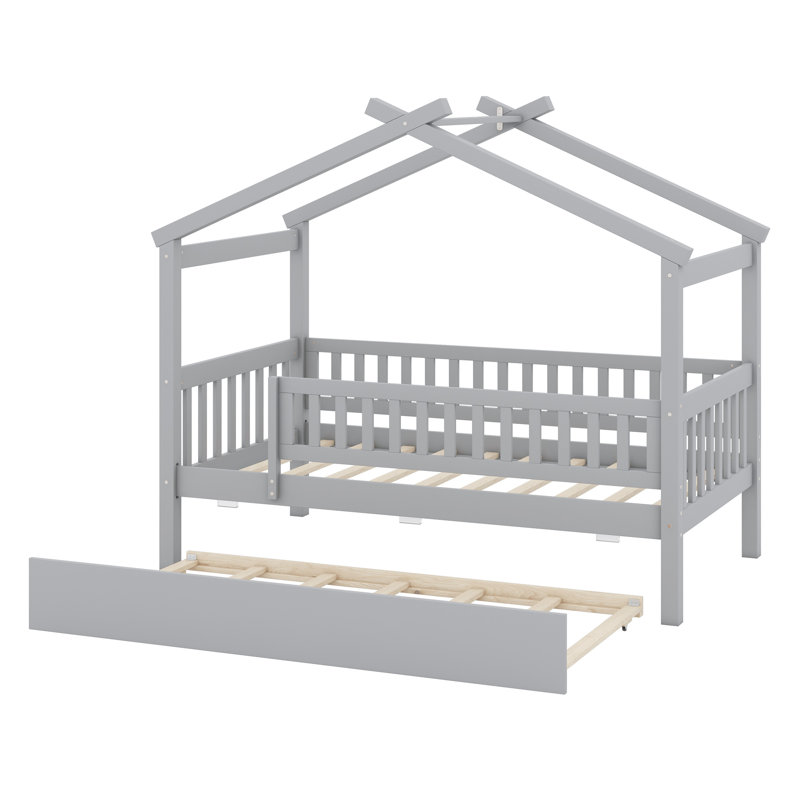 Lit maison avec lit gigogne, Gris