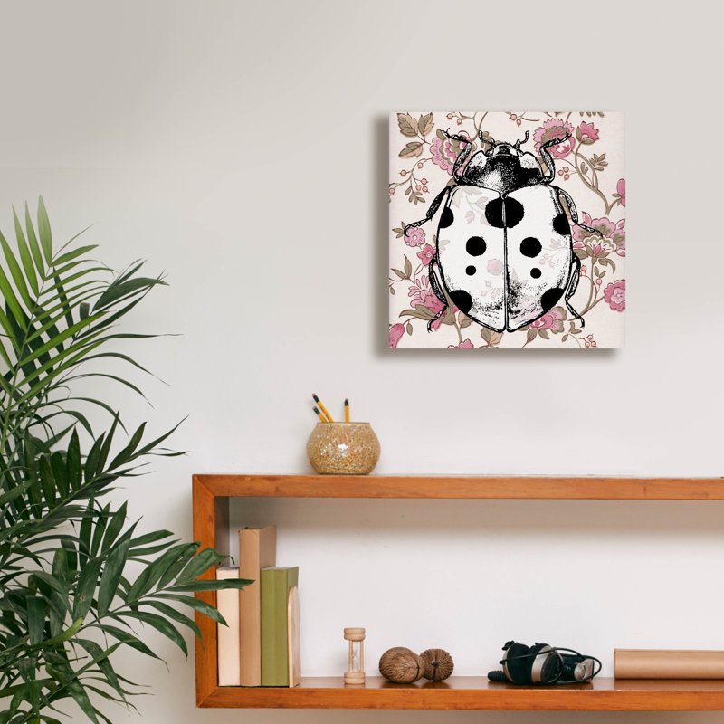 Coccinelle, papier peint carré par Dean Russo, H 12 po x l 12 po x P 0,75 po