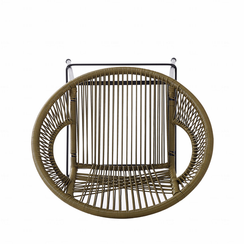 Set of 2 PE Wicker Outdoor Bar Stools with Black Metal Frame -  Green , Green