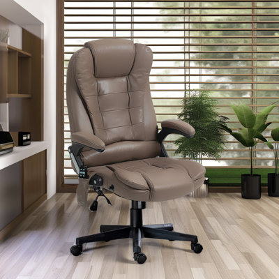 Fauteuil de bureau de massage Executive - Vibration 6 points et chaleur lombaire - Inclinaison 125 ° - Hauteur réglable - Revêtement en microfibre