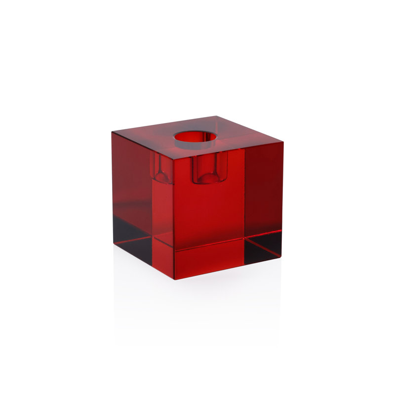 Porte-bougie Romy, Cube, Rouge