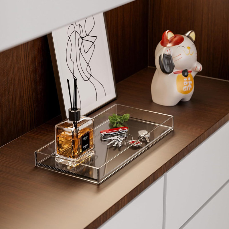Plateau de service en acrylique plat décoratif transparent