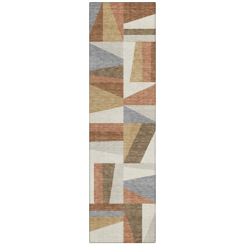 Machine Washable Indoor/Outdoor Hashlamoun ACN2327 Geometric Rug, Runner 2'3" x 7'6"