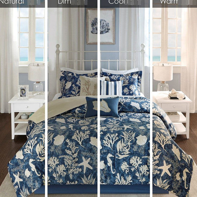 Édredon en coton bleu 7 pièces
