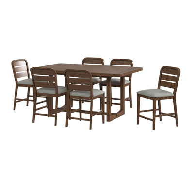 Picket House Furnishings Thorin 7PC Counter Height Dining Set In Brown-Table And Six Chairs