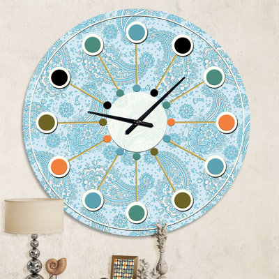 Asian Floral Paisley - Mid-Century Modern wall clock