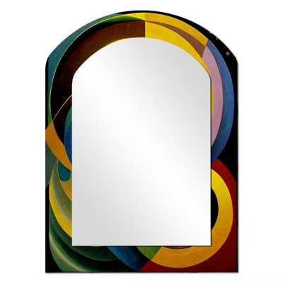 Origin Of The World Retro Colors - Geometric Arch Unique Wall Mirror Decor, Modern Asymmetrical Large Mirror, Printed Metal Art