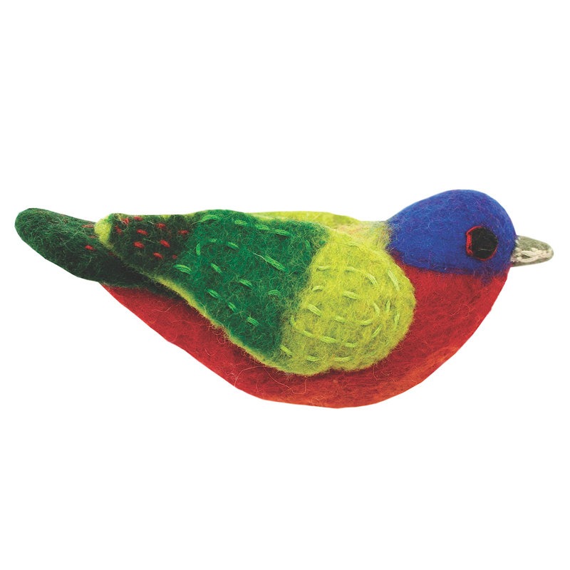 Figurine suspendue bunting peint oiseau en feutre