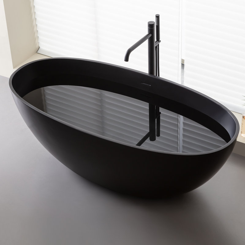 Baignoire de trempage autoportante 65 po. X 29 po. 65 po., Noir, noir, noir, noir