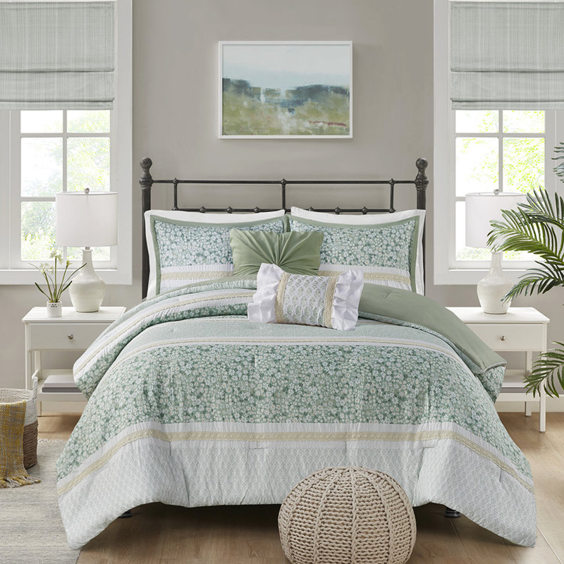 Literie en seersucker double / grand avec 2 coussins décoratifs - Shabby Chic Design
