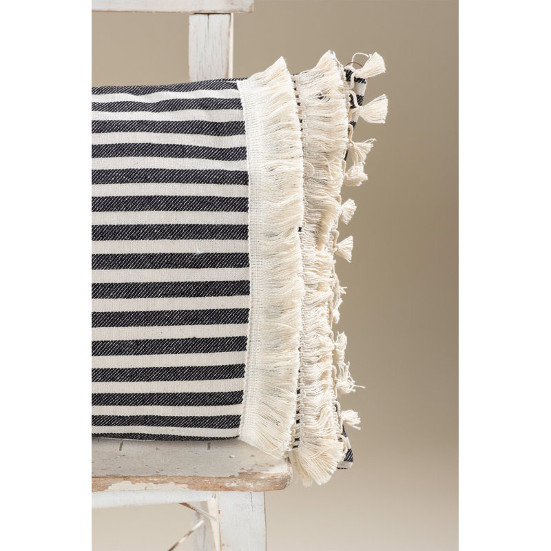 Arrowwood Striped White Rectangular Cushion Cover, Cream/Black