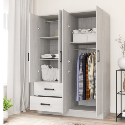 Armoire 4 portes avec 2 tiroirs et tablettes Apollonios