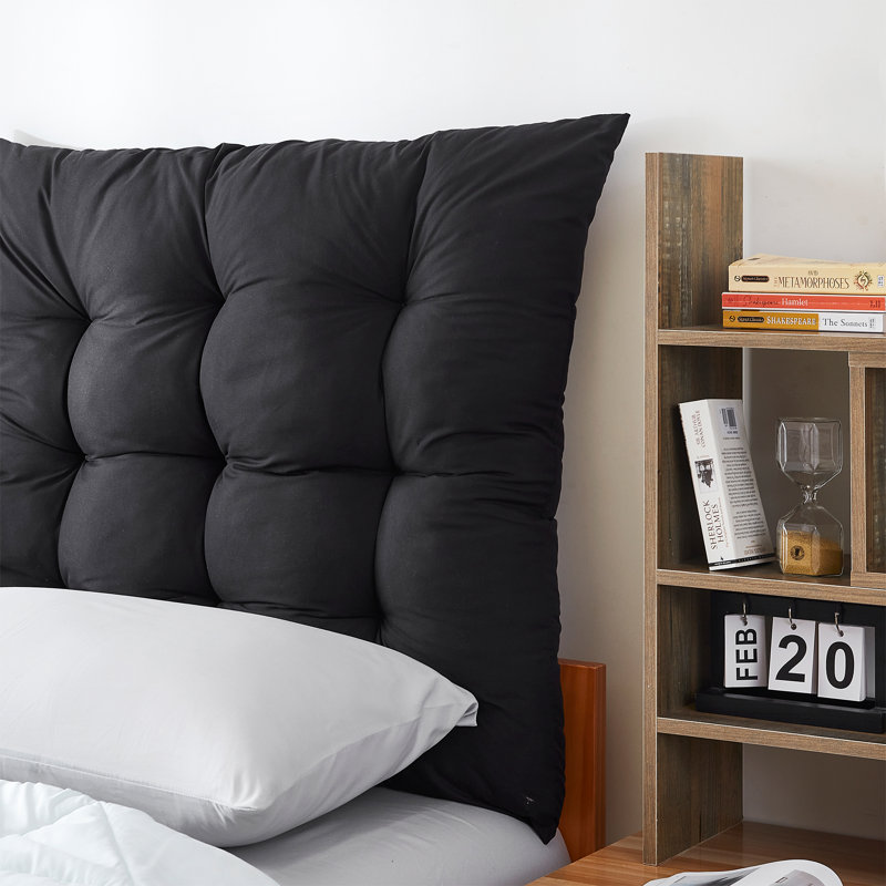 Rainha - Puffy Tufted College Backrest Pillow, Black