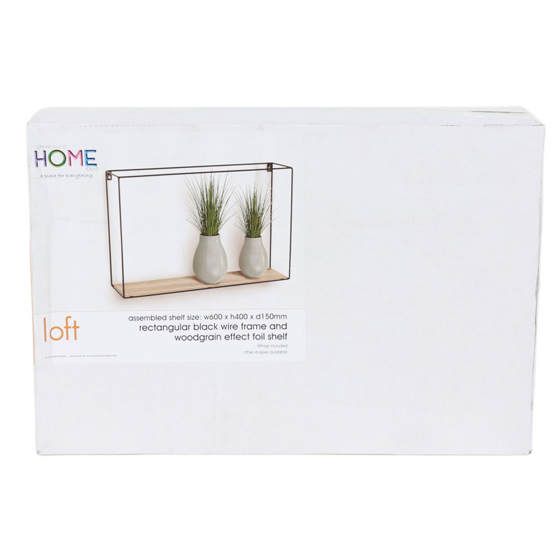 Clarisa Wall Shelf, Rectangular Wire Design