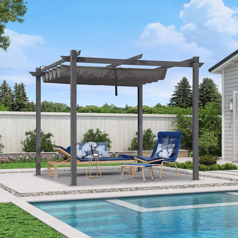 3m x 3m Aluminium Pergola, Grey