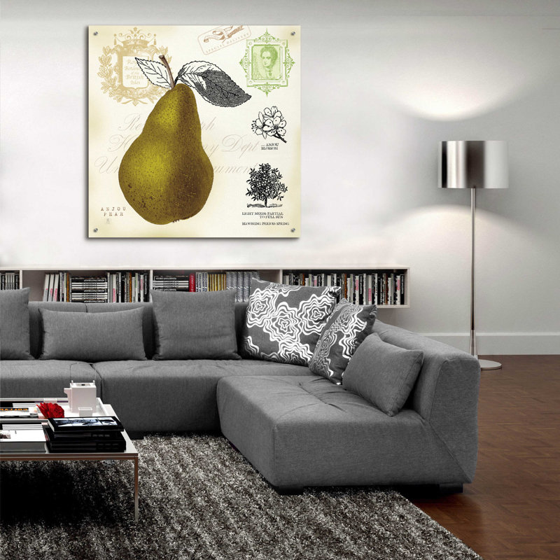 Art mural épique «Pear Notes» par Studio Mousseau, art mural en verre acrylique, 36 po x 36 po, H 36 po x l 36 po x P 0,2 po