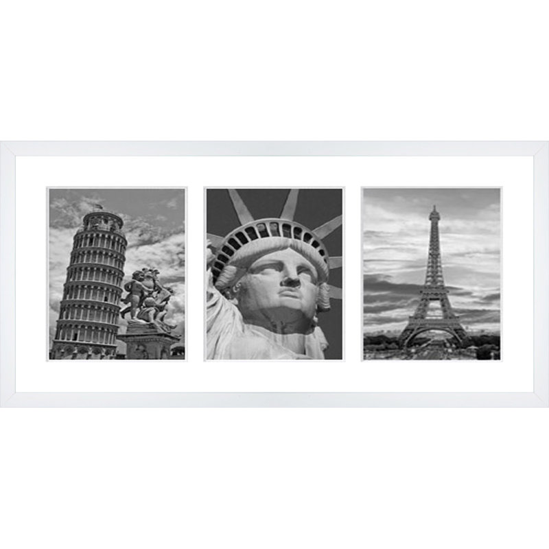 Landric Wood Picture Frame with Mat, White